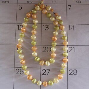 Vintage Retro Yellow & Orange Double Single Strand Bead Necklace